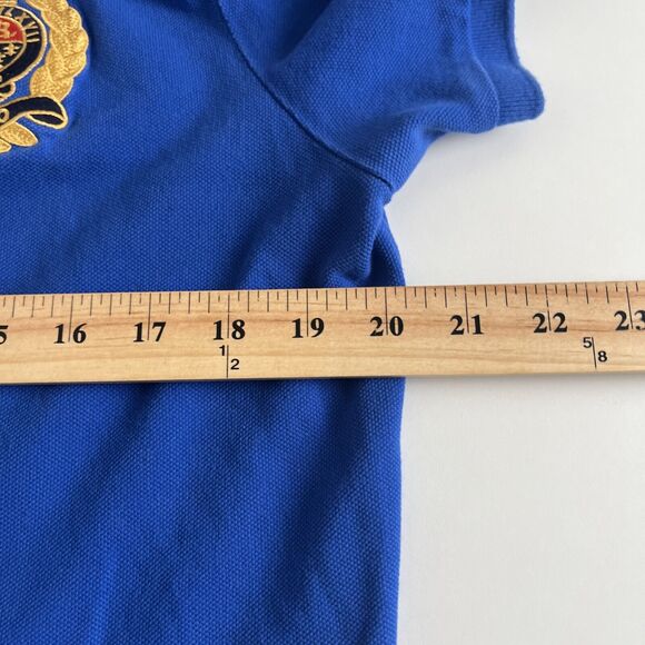 POLO Ralph Lauren MCMLXVII Crest Banner Blue Polo‎ Shirt Slim Fit Large Rugby - Picture 8 of 11